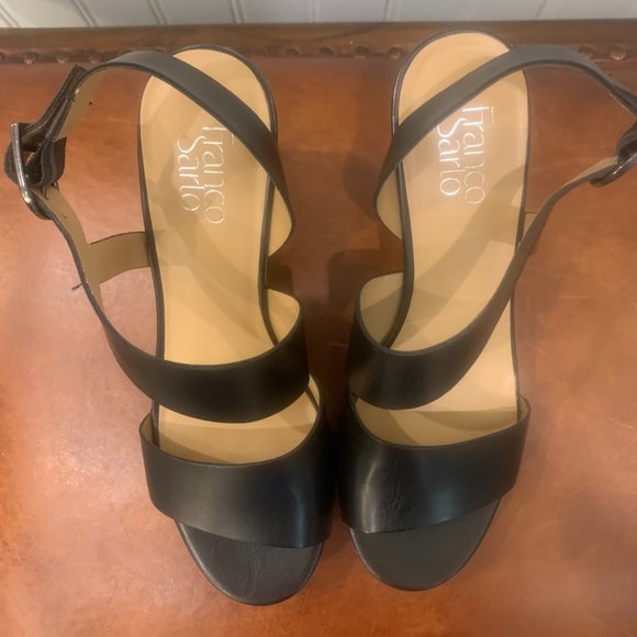 Franco Sarto, Black with Cork Wedges, Size 9.5M - Picture 4 of 7